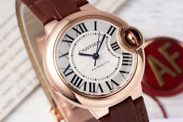 Cartier Ballon Bleu Lady Replica 11 Watch Brown Leather Strap AF Factory 33mm (2)