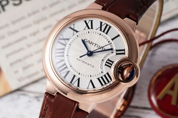 Cartier Ballon Bleu Lady Replica 11 Watch Brown Leather Strap AF Factory 33mm (2)