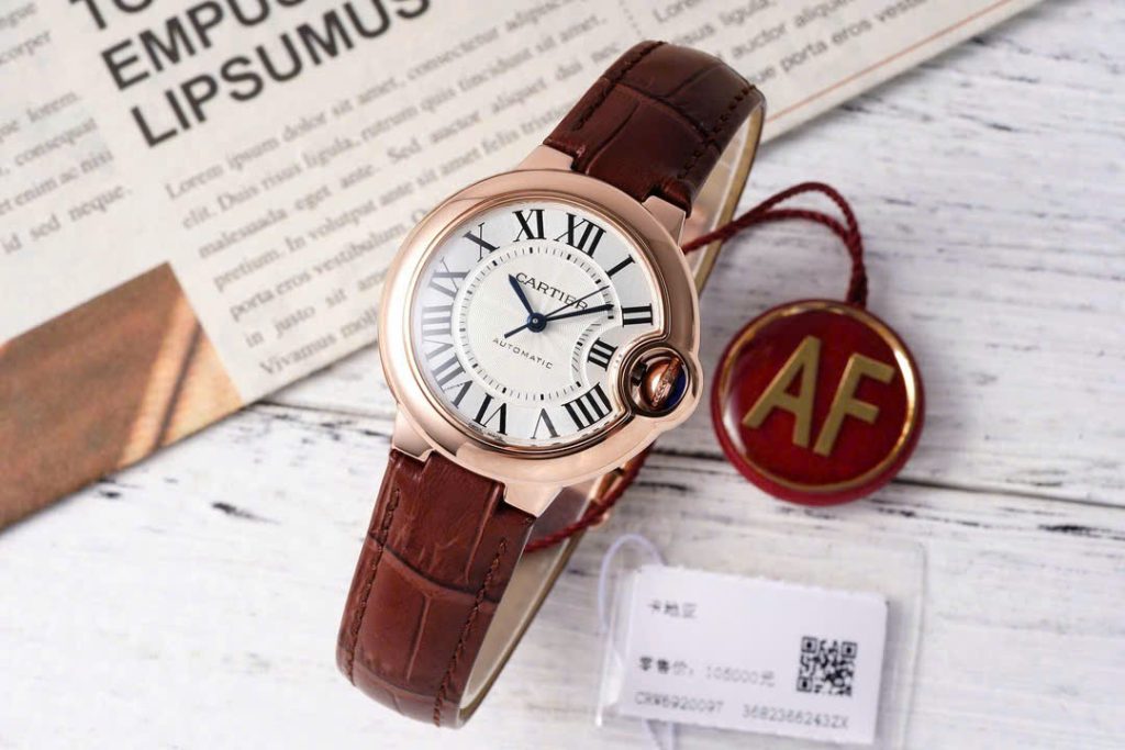 Cartier Ballon Bleu Lady Replica 11 Watch Brown Leather Strap AF Factory 33mm (2)