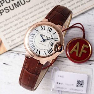 Cartier Ballon Bleu Lady Replica 11 Watch Brown Leather Strap AF Factory 33mm (2)