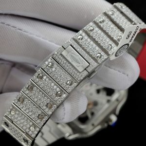 Cartier Santos Large Skeleton WHSA0015 Replica Watch Custom Full Moissanite Diamonds 39 (2)