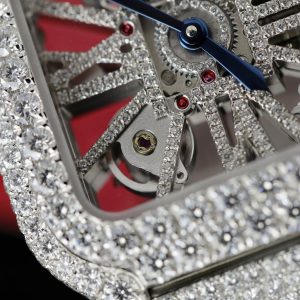 Cartier Santos Large Skeleton WHSA0015 Replica Watch Custom Full Moissanite Diamonds 39 (2)