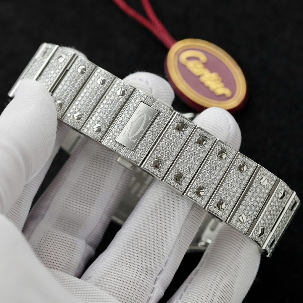 Cartier Santos Replica Watch Custom Moissanite Diamonds Hong Kong 39 (2)