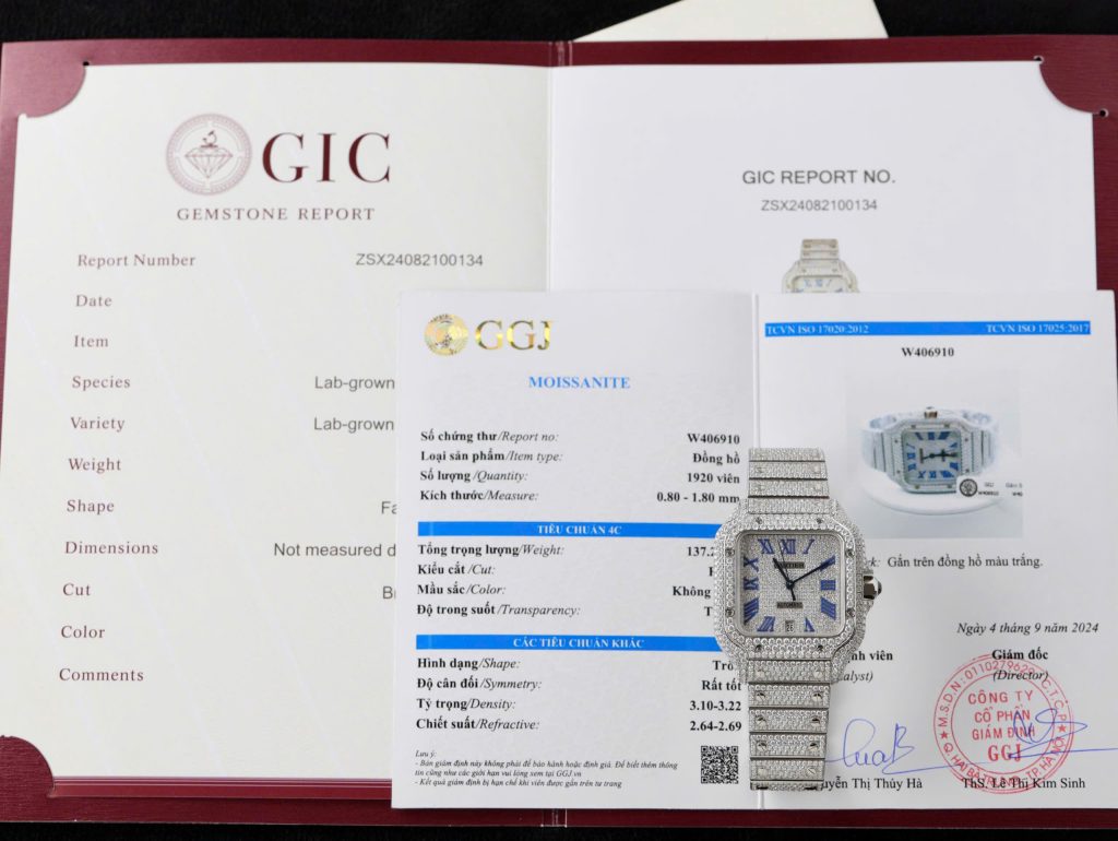 Cartier Santos Replica Watch Custom Moissanite Diamonds Hong Kong 39 (2)