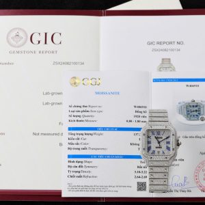 Cartier Santos Replica Watch Custom Moissanite Diamonds Hong Kong 39 (2)