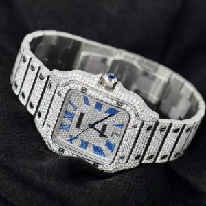 Cartier Santos Replica Watch Custom Moissanite Diamonds Hong Kong 39 (2)