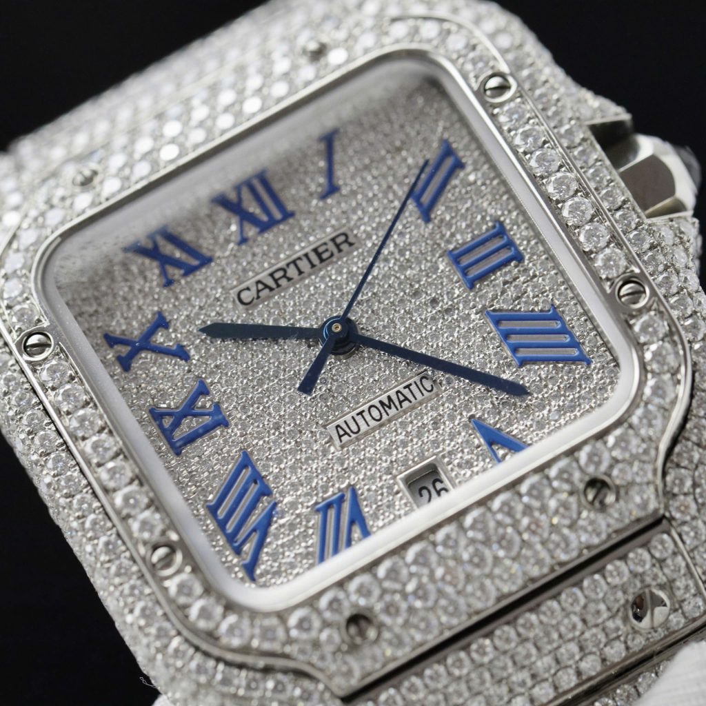 Cartier Santos Replica Watch Custom Moissanite Diamonds Hong Kong 39 (2)