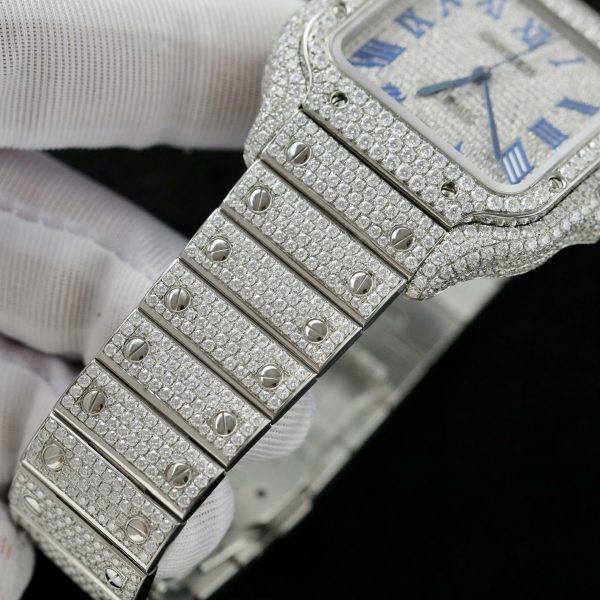 Cartier Santos Replica Watch Custom Moissanite Diamonds Hong Kong 39 (2)