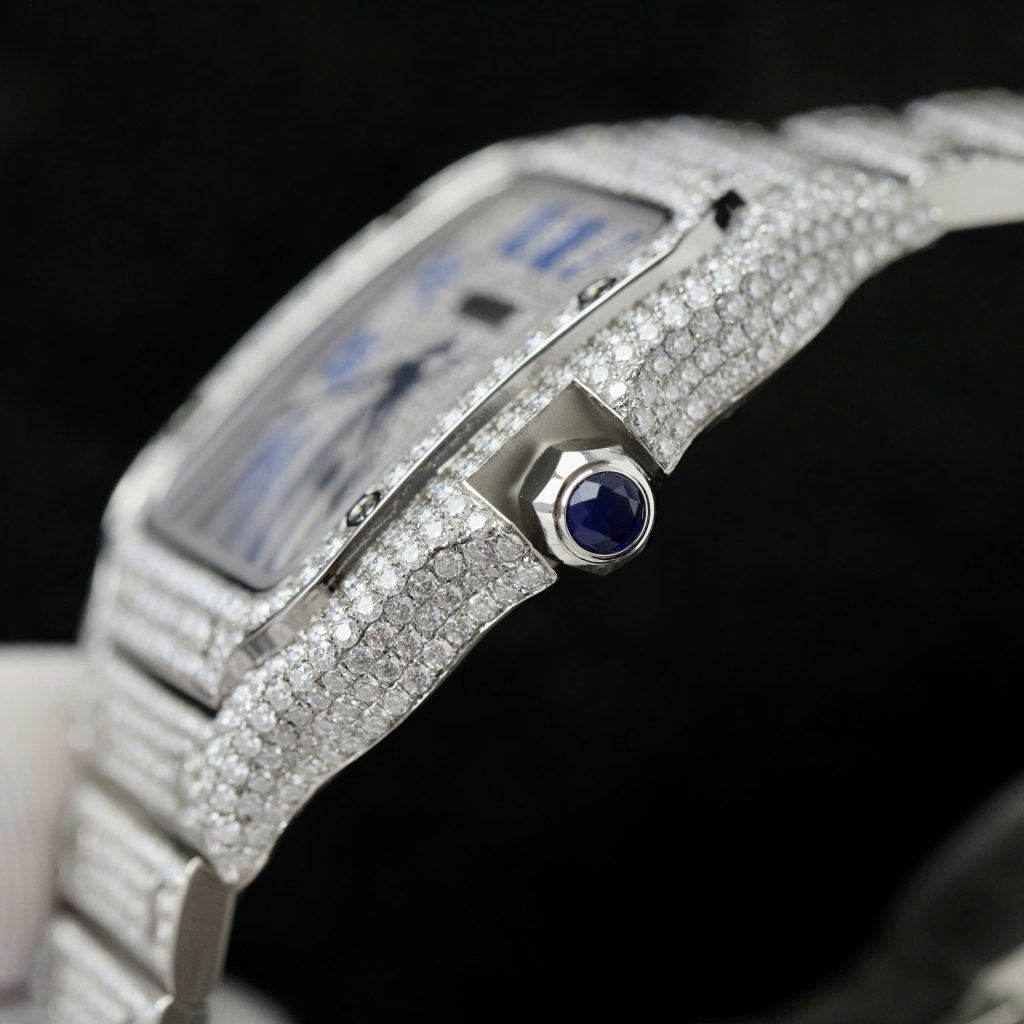 Cartier Santos Replica Watch Custom Moissanite Diamonds Hong Kong 39 (2)