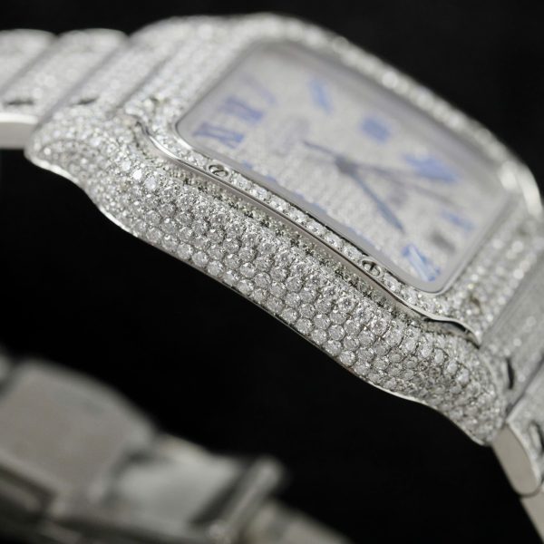 Cartier Santos Replica Watch Custom Moissanite Diamonds Hong Kong 39 (2)