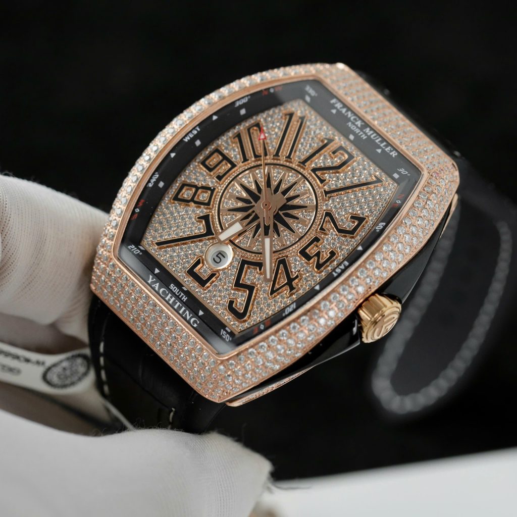 Franck Muller V45 Replica Watch Custom Moissanite Diamonds ABF Factory 45mm (2)