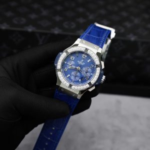 Hublot Big Bang Chronograph Blue Dial Replica Watches Custom Moissanite Diamonds 44mm (2)