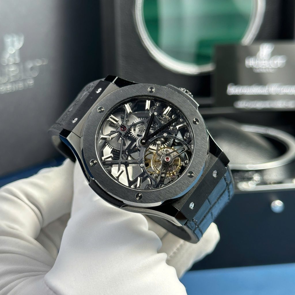 Hublot Classic Fusion Skeleton Tourbillon Ceramic Best Replica Watch Black Dial 45mm (2)