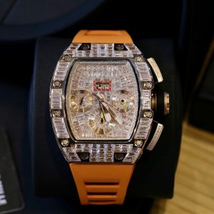 Richard Mille RM011 Replica 11 Watch Orange Rubber Strap 44mm (2)