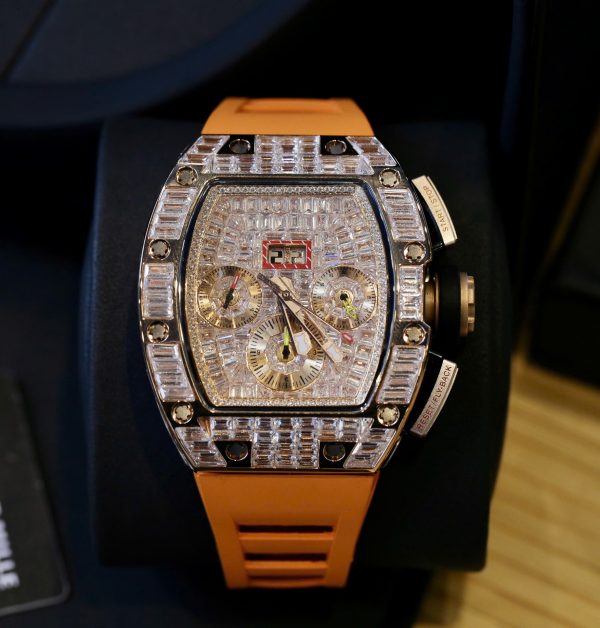 Richard Mille RM011 Replica 11 Watch Orange Rubber Strap 44mm (2)