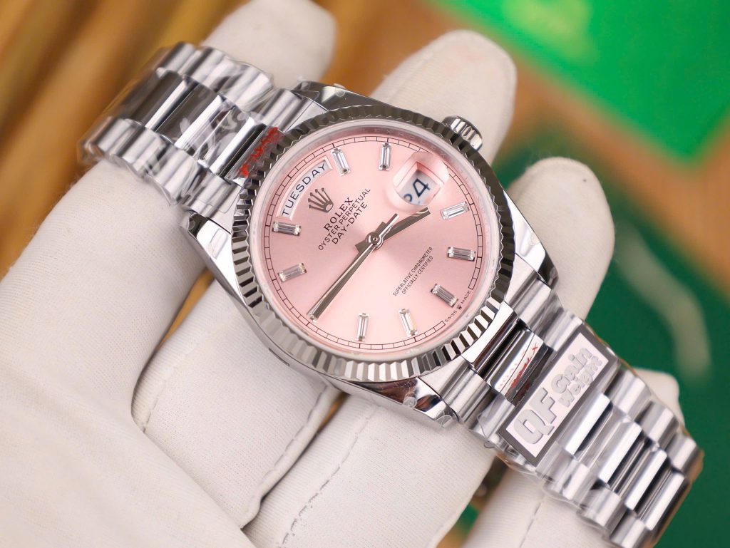 Rolex Best Replica Watch Day-Date 128236 Pink Dial Weight 158gram QF Factory 36mm (2)