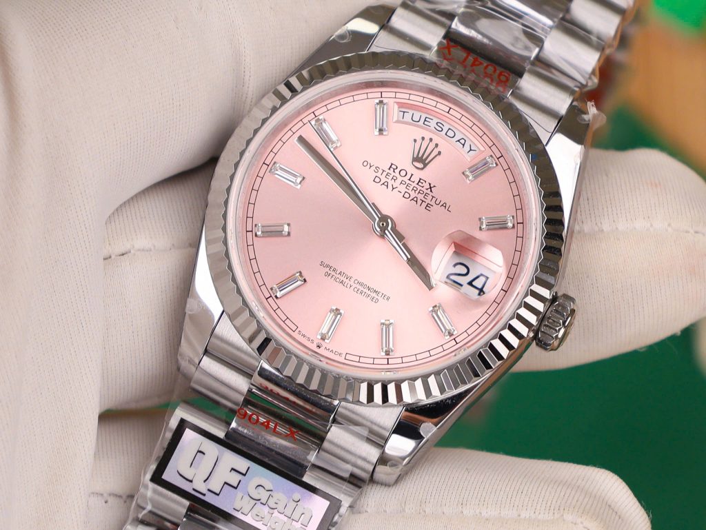 Rolex Best Replica Watch Day-Date 128236 Pink Dial Weight 158gram QF Factory 36mm (2)