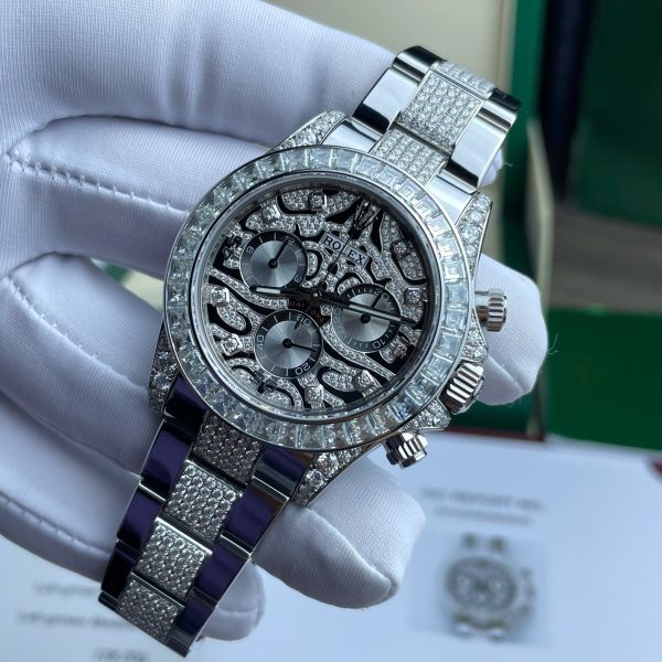 Rolex Cosmograph Daytona Eye Of The Tiger Replica Watch Custom Moissanite Diamonds Hong Kong 40mm (2)