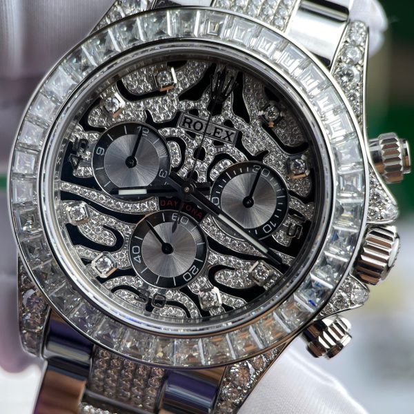 Rolex Cosmograph Daytona Eye Of The Tiger Replica Watch Custom Moissanite Diamonds Hong Kong 40mm (2)