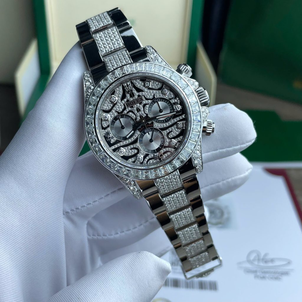 Rolex Cosmograph Daytona Eye Of The Tiger Replica Watch Custom Moissanite Diamonds Hong Kong 40mm (2)