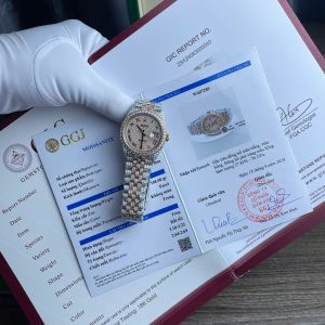 Rolex DateJust Best Replica Watch Gold Wrapped + Moissanite Diamonds Custom 36mm (2)