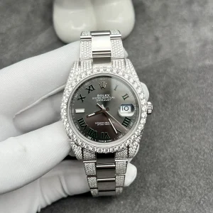 Rolex DateJust Customize Moissanite Diamonds Wimbledon Dial 41mm (1)