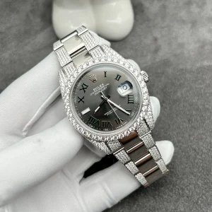 Rolex DateJust Customize Moissanite Diamonds Wimbledon Dial 41mm (1)