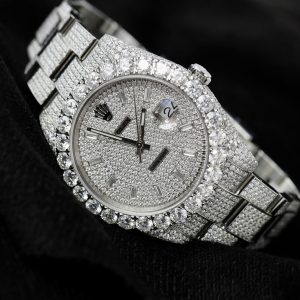 Rolex DateJust Replica Watch Custom Full Moissanite Diamonds 41mm (2)