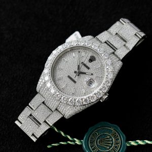 Rolex DateJust Replica Watch Custom Full Moissanite Diamonds 41mm (2)