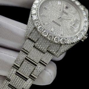 Rolex DateJust Replica Watch Custom Full Moissanite Diamonds 41mm (2)