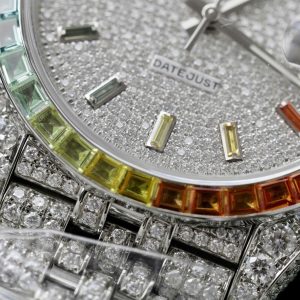 Rolex DateJust Replica Watch Custom Moissanite Diamonds Jubilee Strap 41mm (11)