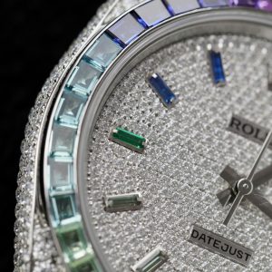 Rolex DateJust Replica Watch Custom Moissanite Diamonds Jubilee Strap 41mm (11)