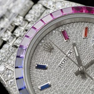 Rolex DateJust Replica Watch Custom Moissanite Diamonds Jubilee Strap 41mm (11)