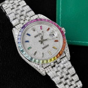 Rolex DateJust Replica Watch Custom Moissanite Diamonds Jubilee Strap 41mm (11)