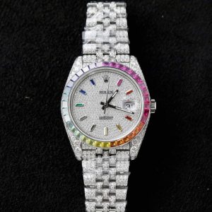 Rolex DateJust Replica Watch Custom Moissanite Diamonds Jubilee Strap 41mm (11)