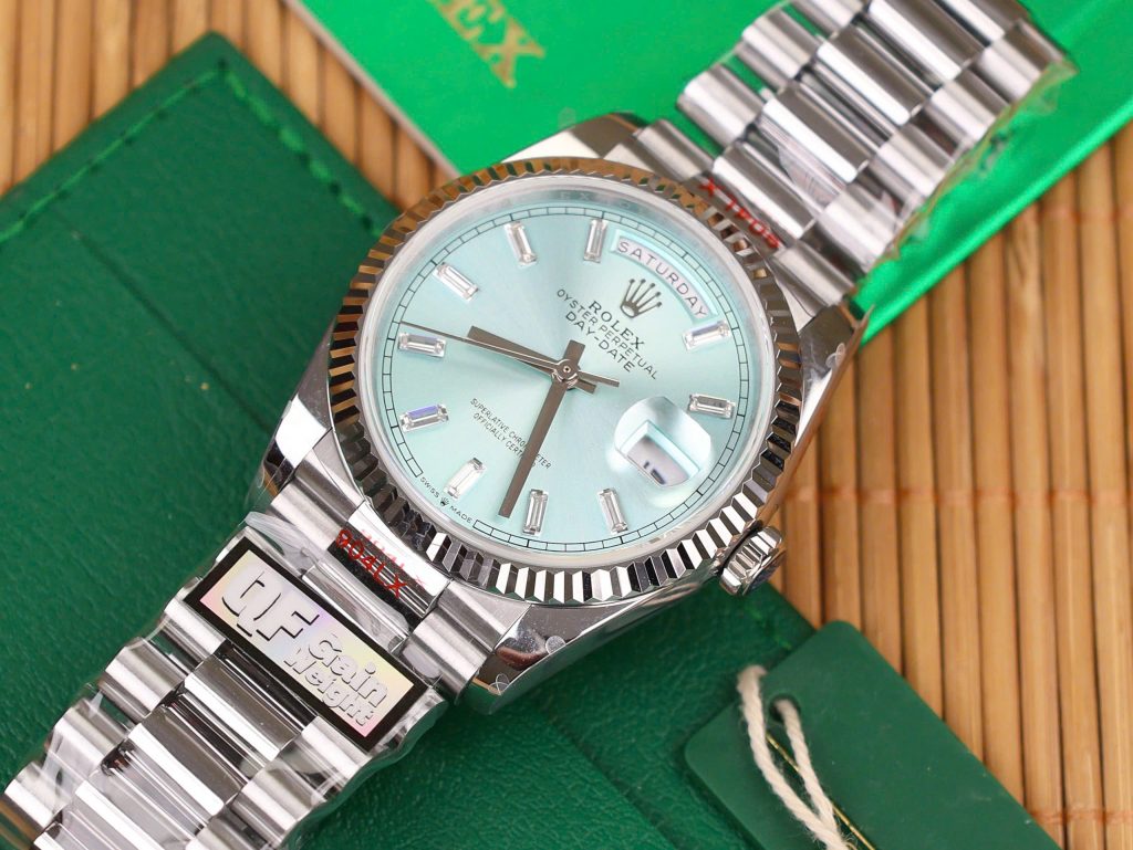 Rolex Day-Date 128236 Replica Watch Ice Blue Dial Weight 158gram QF Factory 36mm (2)