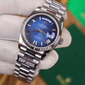 Rolex Day-Date 128236 Replica Watches Blue Dial Weight 158gram QF Factory 36mm (2)