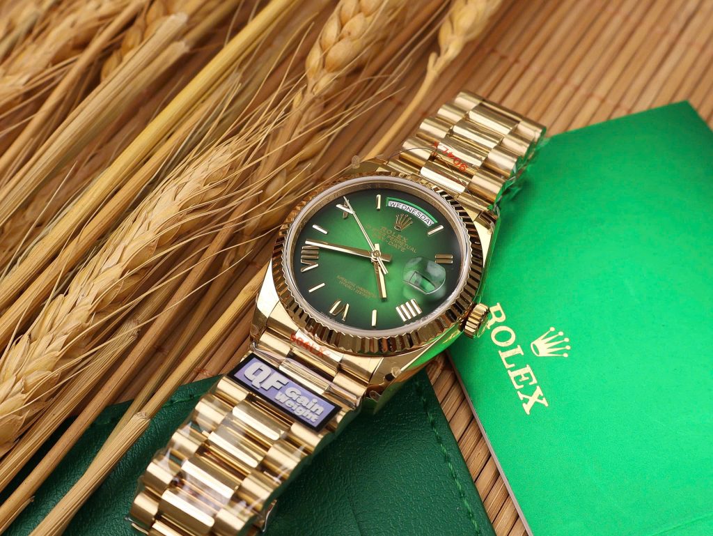 Rolex Day-Date 128238 Best Replica Watch Green Dial Weight 158gram QF Factory 36mm (2)