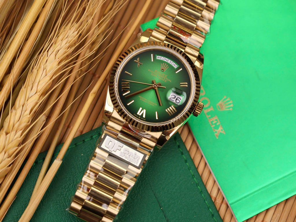 Rolex Day-Date 128238 Best Replica Watch Green Dial Weight 158gram QF Factory 36mm (2)