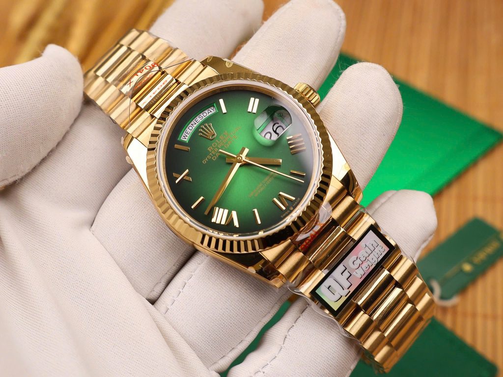 Rolex Day-Date 128238 Best Replica Watch Green Dial Weight 158gram QF Factory 36mm (2)