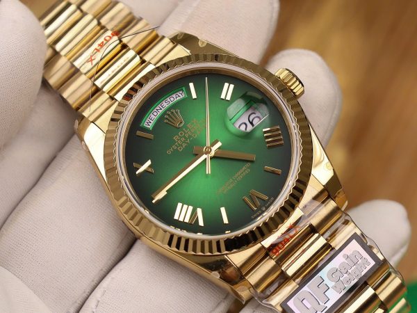 Rolex Day-Date 128238 Best Replica Watch Green Dial Weight 158gram QF Factory 36mm (2)