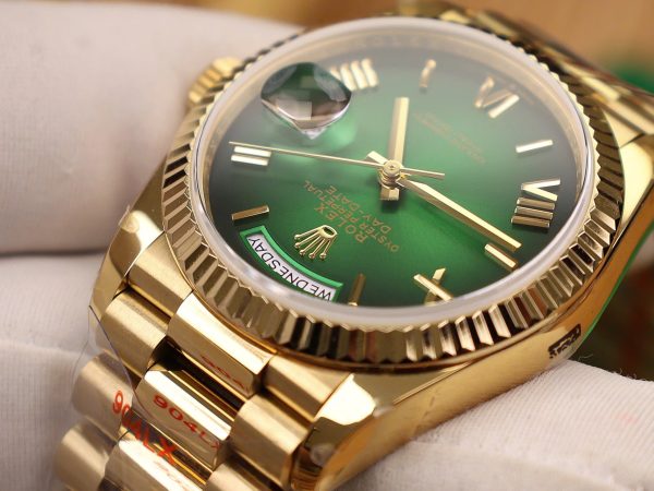 Rolex Day-Date 128238 Best Replica Watch Green Dial Weight 158gram QF Factory 36mm (2)