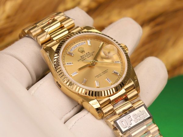 Rolex Day-Date 128238 Best Replica Watch Yellow Dial Weight 158gram QF Factory 36mm (2)