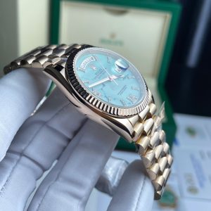 Rolex Day-Date 128238 Dial Turquoise Replica Watch Custom Gold Wrapped Weight 135gram 36mm (2)