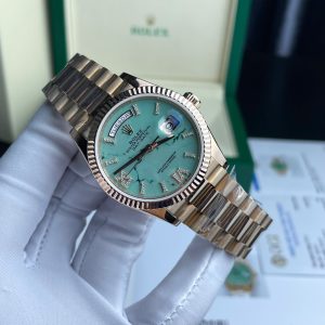 Rolex Day-Date 128238 Dial Turquoise Replica Watch Custom Gold Wrapped Weight 135gram 36mm (2)