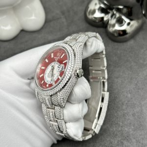 Rolex Iced Out Full Moissanite Diamonds Sky Dweller Red Dial 42mm (1)