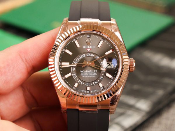 Rolex Sky-Dweller 326235 Rose Gold Replica 11 Watch Noob Factory 42mm (2)