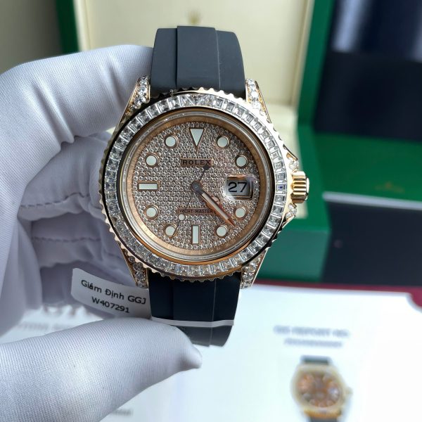 Rolex Yacht-Master Best Replica Watch Gold Wrapped + Moissanite Diamonds Custom 40mm (2)