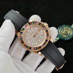 Rolex Yacht-Master Best Replica Watch Gold Wrapped + Moissanite Diamonds Hong Kong 40mm (2)