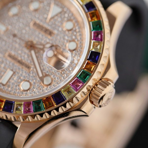 Rolex Yacht-Master Best Replica Watch Gold Wrapped + Moissanite Diamonds Hong Kong 40mm (2)